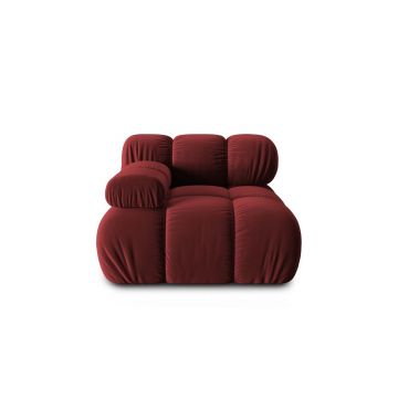 Modul canapea stanga 1 loc, Bellis, Micadoni Home, BL, 94x94x63 cm, catifea, rosu inchis