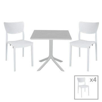 Set de gradina masa si scaune Groovy-Ignite set 5 piese plastic alb 80x80x74.5cm
