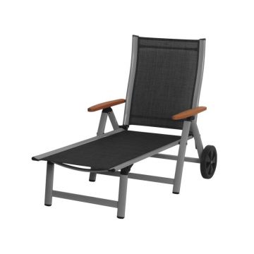 Șezlong de grădină negru din metal Ass Comfort - Sun Garden