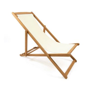 Șezlong de grădină pliabil din lemn de acacia Bonami Essentials Deck, bej