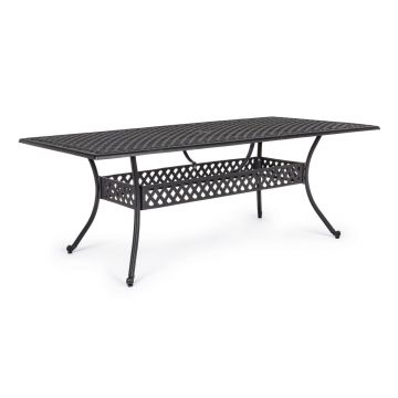 Masa de gradina Ivrea, Bizzotto, 213 x 107 x 73 cm, aluminiu turnat, gri carbune