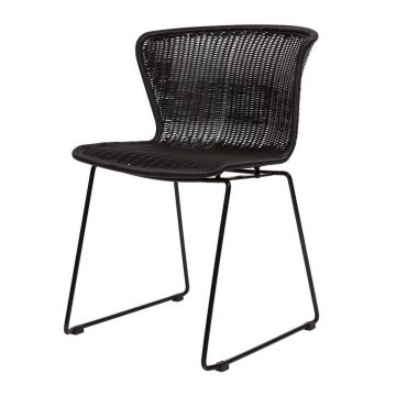 Scaune de grădină negre 2 buc. din ratan artificial Wings – WOOOD