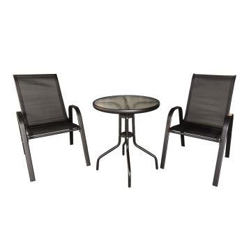 Set mobilier pentru camping Savona, Heinner, 3 piese, aluminiu/MDF, negru