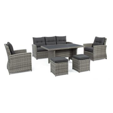 Set mobilier pentru gradina/terasa 6 piese Ariel, Bizzotto, fibra sintetica/tesatura ofelin, gri