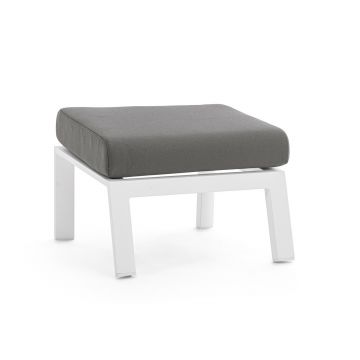 Taburet pentru gradina Ottoman Kledi, Bizzotto, 60 x 59 x 43 cm, aluminiu/ofelina, alb