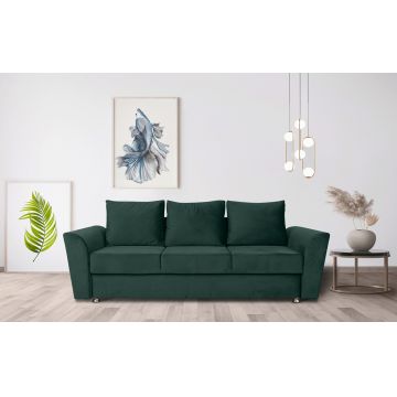 Canapea extensibila Ferrara, 232x97x75 cm, cu lada de depozitare, Green