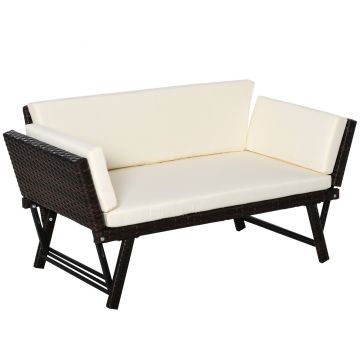 Outsunny Canapea de Grădină 2 Locuri cu Sezlong, Design Modern, 129x66x67 cm, Alb | Aosom Romania Outsunny Canapea de Grădină 2 Locuri cu Sezlong, Design Modern, 129x66x67 cm, Alb | Aosom Romania