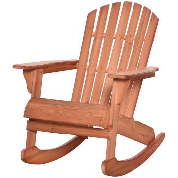 Outsunny Scaun Adirondack Impermeabil din Lemn pentru Grădină și Exterior, 77x94x97 cm, Lemn Natural | Aosom Romania