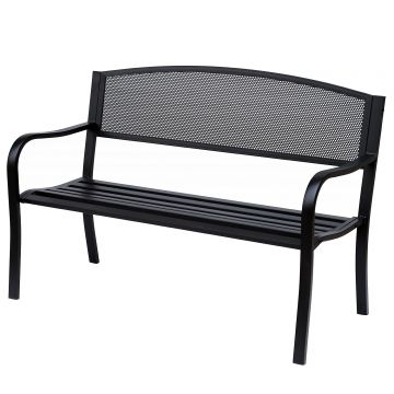 Outsunny Banca de exterior din otel, negru, 127x60x85cm | Aosom Romania