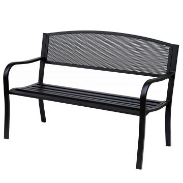 Outsunny Banca de exterior din otel, negru, 127x60x85cm