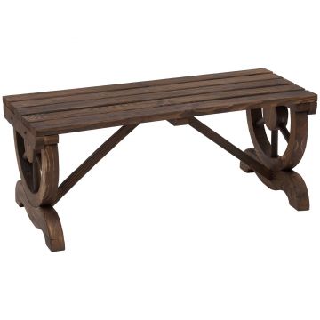 Outsunny Banca de Gradina cu 2 locuri din lemn de molid, Maro 105x50x53cm | Aosom Romania
