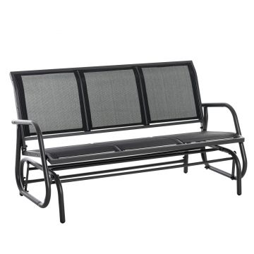 Outsunny Banca Leagan de Gradina cu 3 locuri, schelet Metalic si Tesatura transpiranta, Negru | Aosom Romania