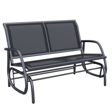 Outsunny Banca tip Leagan 2Locuri in Metal, Negru, 123x70x87cm | Aosom Romania