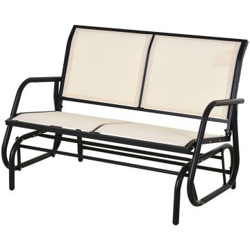 Leagan de Gradina Outsunny, 2 Locuri,Metal si Tesatura Bej | Aosom Romania