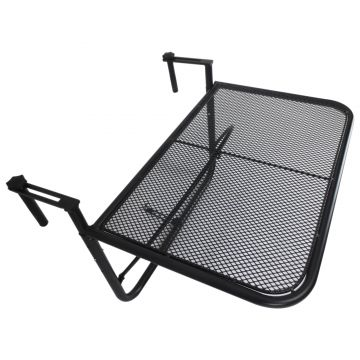 Outsunny Măsuță Suspendabilă pentru Balcon cu Brațe și Raft Reglabile, Design Compact, 60x56.5x45cm, Negru | Aosom Romania