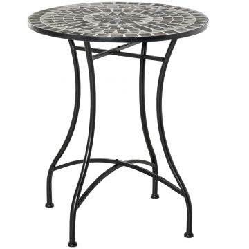 Outsunny Masuta de Gradina si Exterior din Metal si Ceramica Neagra | Aosom Romania