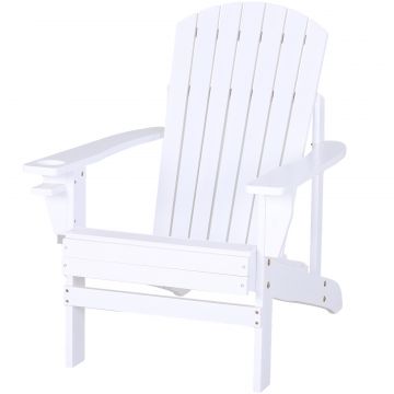 Outsunny Scaun de Gradina Adirondack din Lemn Alb 97x72.39x92.71cm