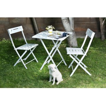 Set mobilier de gradina 3 piese, Valovi, Bistro Set 2, MDF , Alb