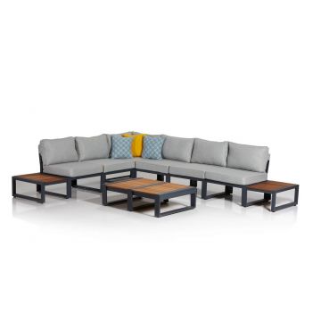 Set mobilier de gradina, Clara, Lapuarta Bahçe Oturma Grubu, Gri/Negru