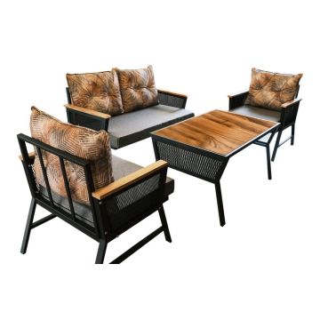 Set mobilier de grădină negru pentru patru persoane Mers – Floriane Garden