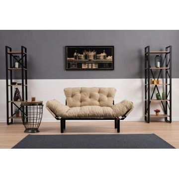 Canapea extensibilă cu 2 locuri, Futon, 859FTN1216, Metal, Crem