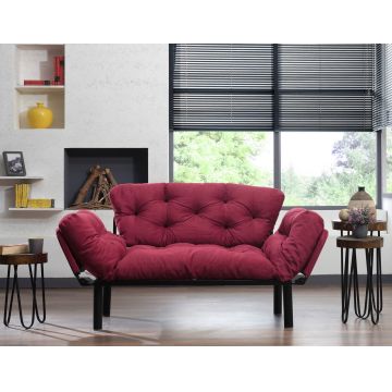 Canapea extensibilă cu 2 locuri, Futon, 859FTN1219, Metal, Maro