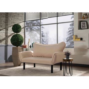 Canapea extensibilă cu 2 locuri, Futon, 859FTN1228, Metal, Crem