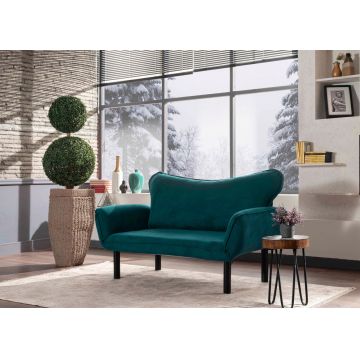 Canapea extensibilă cu 2 locuri, Futon, 859FTN1230, Metal, Albastru petrol