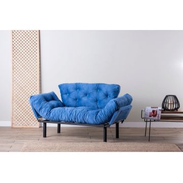 Canapea extensibilă cu 2 locuri, Futon, 859FTN1243, Metal, Albastru