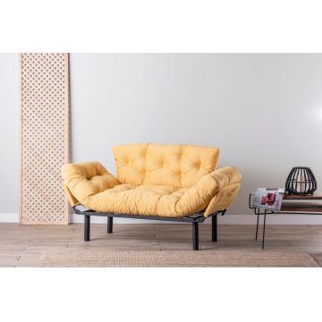 Canapea extensibilă cu 2 locuri, Futon, 859FTN1245, Metal, Galben mustar