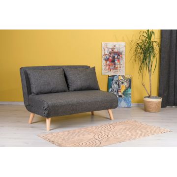 Canapea extensibilă cu 2 locuri, Futon, 859FTN2714, Metal , Gri inchis