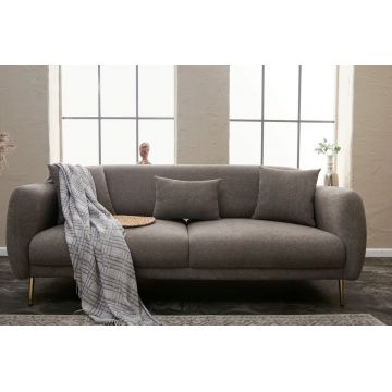 Canapea 3 locuri, Simena, Balcab Home, 219x95x80 cm, spatar mobil, sezut extins 90x180 cm, lemn de fag/poliester boucle, gri