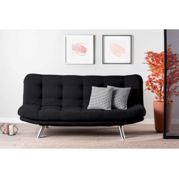 Canapea extensibila cu 3 locuri, Futon, 859FTN2805, Metal, Negru