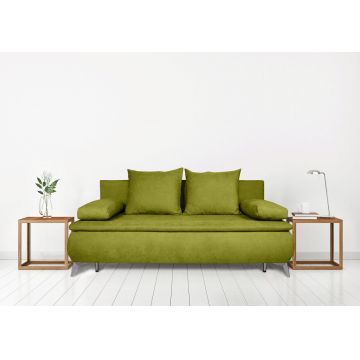 Canapea extensibila Sofie, cu lada pentru depozitare, 3 locuri, 203x92x86 cm, Verde