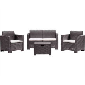 Bica Mobilier gradina si terasa Bica set Nebraska 2, canapea 2 locuri, 2 fotolii, masuta cu depozitare, perne incluse 9067.3