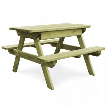 Masă de picnic cu bănci, 90 x 90 x 58 cm, lemn de pin tratat
