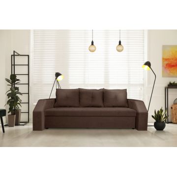 Canapea extensibila Marbella 230x93x77 cm, cu lada de depozitare, maro