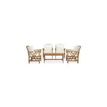Set mobilier de gradina cu perne, 5 piese, lemn masiv de acacia