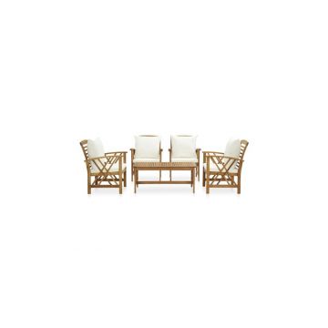 Set mobilier de gradina cu perne, 5 piese, lemn masiv de acacia