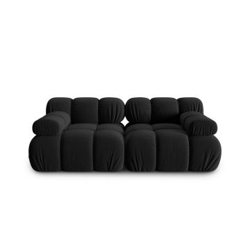 Canapea modulara 2 locuri, Bellis, Micadoni Home, BL, 188x94x63 cm, catifea, negru