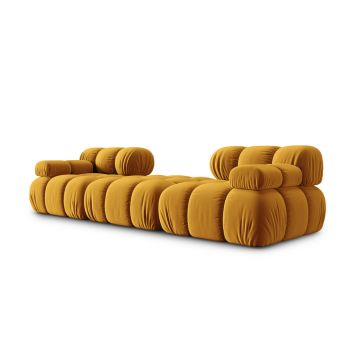 Canapea modulara 3 locuri, Bellis, Micadoni Home, BL, 188x188x70 cm, catifea, galben