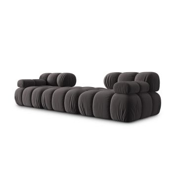 Canapea modulara 3 locuri, Bellis, Micadoni Home, BL, 188x188x70 cm, catifea, gri inchis