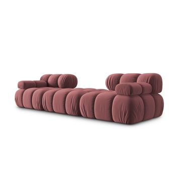 Canapea modulara 3 locuri, Bellis, Micadoni Home, BL, 188x188x70 cm, catifea, roz
