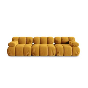 Canapea modulara 3 locuri, Bellis, Micadoni Home, BL, 282x94x63 cm, catifea, galben