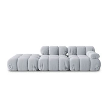 Canapea modulara 4 locuri, Bellis, Micadoni Home, BL, 282x94x63 cm, catifea, albastru deschis