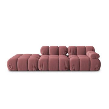 Canapea modulara 4 locuri, Bellis, Micadoni Home, BL, 282x94x63 cm, catifea, roz