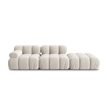 Canapea modulara dreapta 4 locuri, Bellis, Micadoni Home, BL, 282x94x63 cm, catifea, bej deschis
