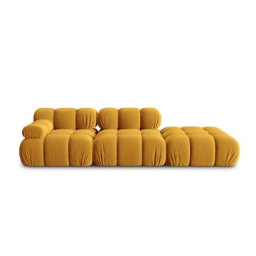 Canapea modulara dreapta 4 locuri, Bellis, Micadoni Home, BL, 282x94x63 cm, catifea, galben