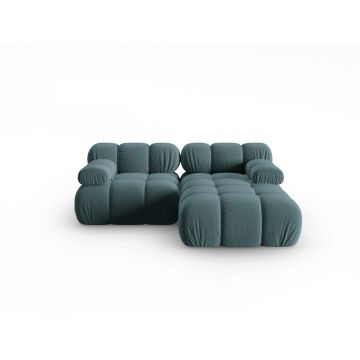 Coltar modular dreapta 3 locuri, Bellis, Micadoni Home, BL, 191x157x62 cm, catifea, albastru petrol