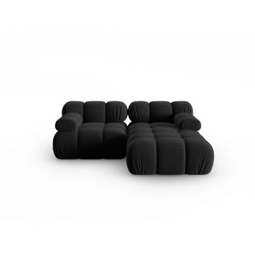 Coltar modular dreapta 3 locuri, Bellis, Micadoni Home, BL, 191x157x62 cm, catifea, negru